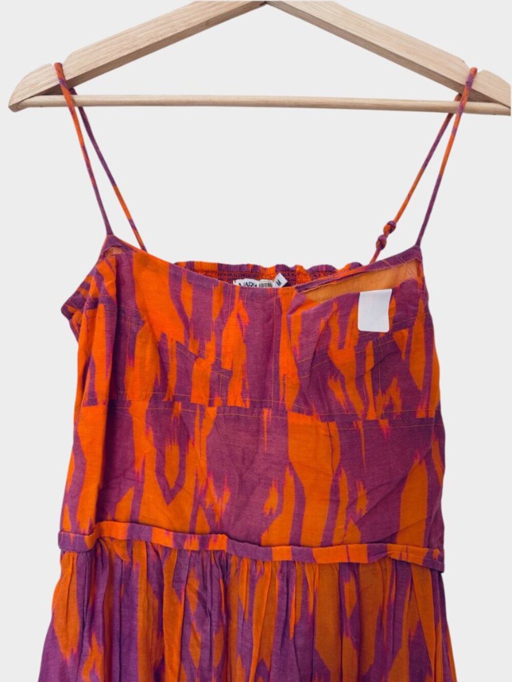 Maria Cher Targatal Midi Dress Square Neck Side Zipper, Orange Lilac - Picture 5 of 12